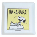 Japan Peanuts Porcelain Small Square Plate - Snoopy : Comic Yellow HaaHaa - 1
