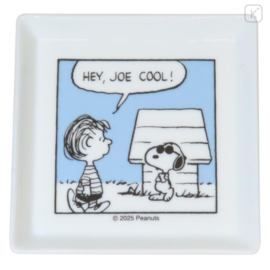 Japan Peanuts Porcelain Small Square Plate - Snoopy : Comic Blue - 1