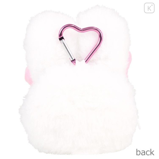 Japan Esther Bunny Mini Plush Pouch with Carabiner - White - 2