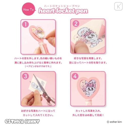 Japan Esther Bunny Mechanical Pencil - Ribbon Bunny Mascot Clip Heart Locket - 5