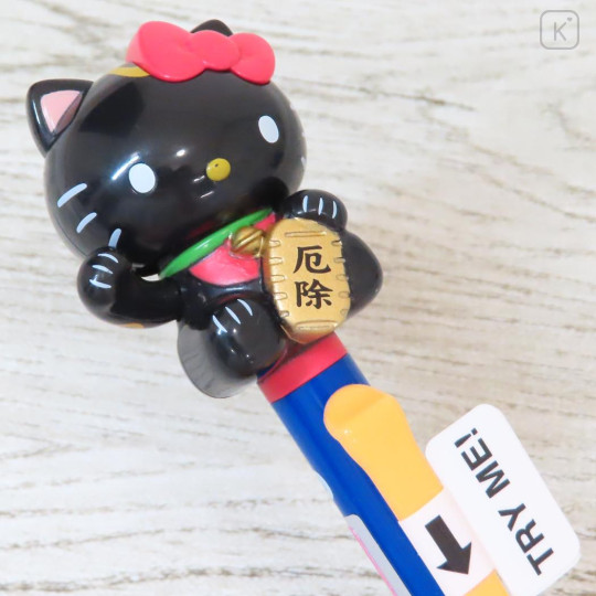 Japan Sanrio Action Mascot Ballpoint Pen - Hello Kitty : Maneki Lucky Cat Black - 3