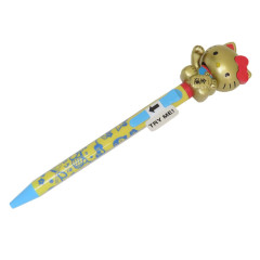 Japan Sanrio Action Mascot Ballpoint Pen - Hello Kitty : Maneki Lucky Cat Gold