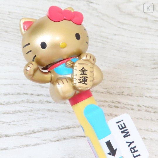 Japan Sanrio Action Mascot Ballpoint Pen - Hello Kitty : Maneki Lucky Cat Gold - 3