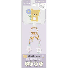 Japan San-X Smartphone Shoulder Strap - Rilakkuma : Basic Rilakkuma Flower Sparkling Bead