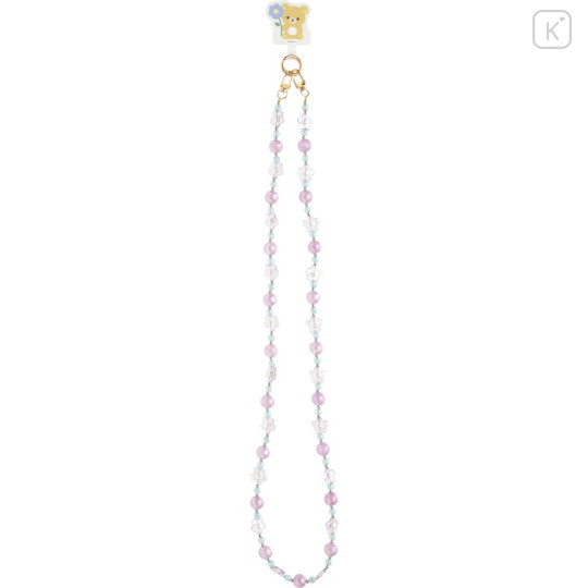 Japan San-X Smartphone Shoulder Strap - Rilakkuma : Basic Rilakkuma Flower Sparkling Bead - 2