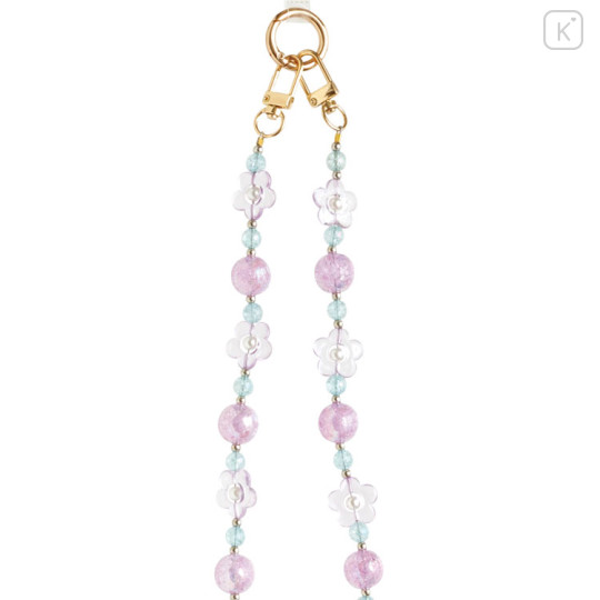 Japan San-X Smartphone Shoulder Strap - Rilakkuma : Basic Rilakkuma Flower Sparkling Bead - 3