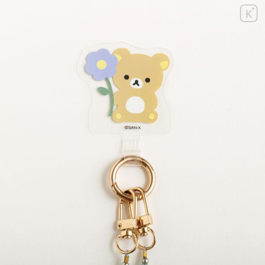 Japan San-X Smartphone Shoulder Strap - Rilakkuma : Basic Rilakkuma Flower Sparkling Bead - 4