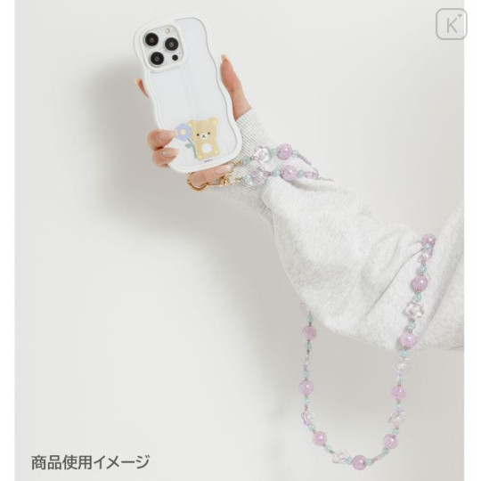 Japan San-X Smartphone Shoulder Strap - Rilakkuma : Basic Rilakkuma Flower Sparkling Bead - 5