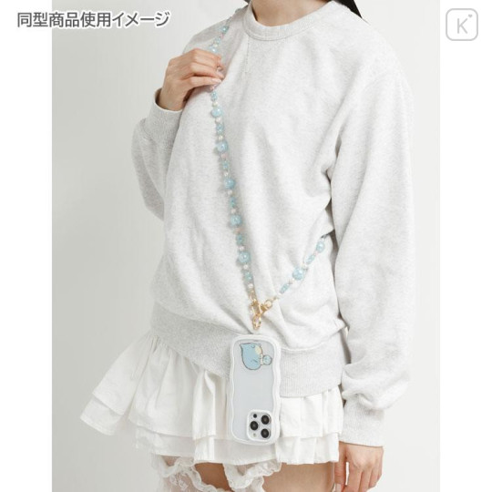 Japan San-X Smartphone Shoulder Strap - Rilakkuma : Basic Rilakkuma Flower Sparkling Bead - 6