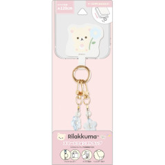 Japan San-X Smartphone Shoulder Strap - Korilakkuma : Basic Rilakkuma Flower Sparkling Bead