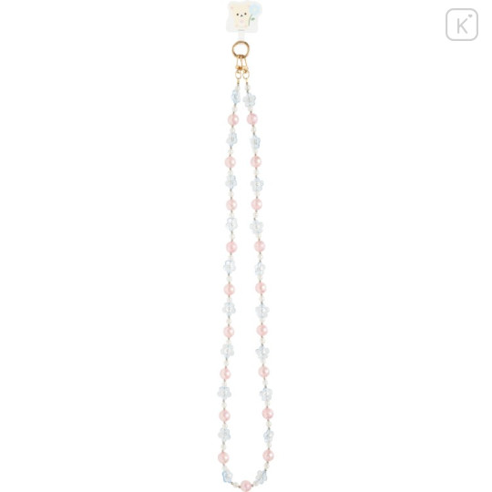 Japan San-X Smartphone Shoulder Strap - Korilakkuma : Basic Rilakkuma Flower Sparkling Bead - 2