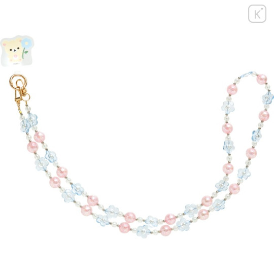 Japan San-X Smartphone Shoulder Strap - Korilakkuma : Basic Rilakkuma Flower Sparkling Bead - 3