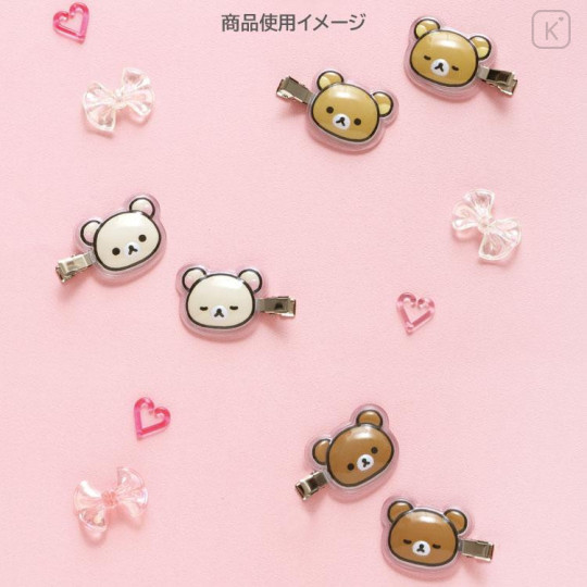 Japan San-X Acrylic Hair Clip Set - Chairoikoguma : Puffy - 6