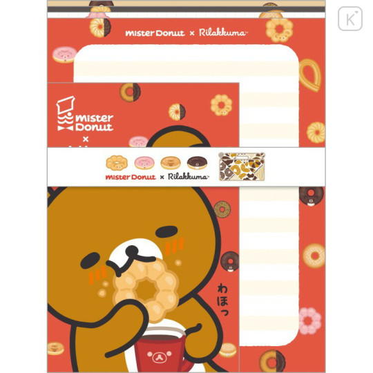 Japan San-X Letter Envelope Set - Rilakkuma : Mister Donut Red - 1