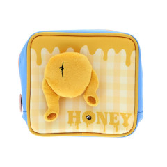 Japan Disney Square Cosmetic Pouch - Pooh : Mascot Butt Honey Blue
