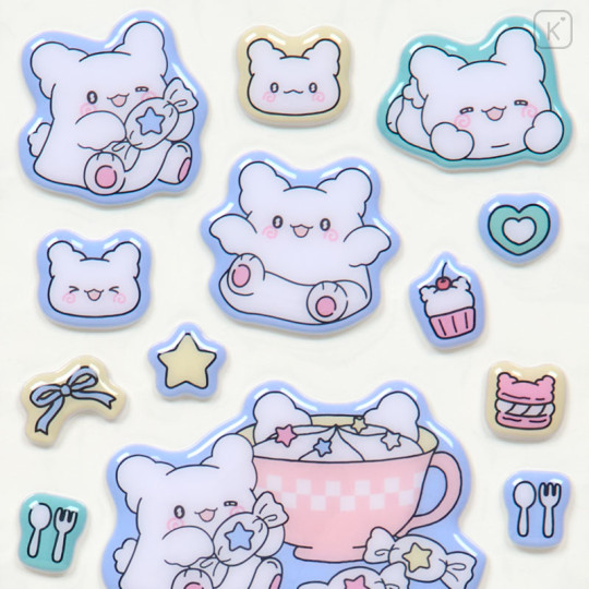 Japan Sanrio Puffy Sticker - Hanamaruobake : Sweet Reward Blue - 3