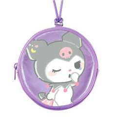 Japan Sanrio Mini Round Accessory Pouch - Kuromi : Sleepy Purple