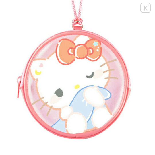 Japan Sanrio Mini Round Accessory Pouch - Hello Kitty : Sleepy - 1