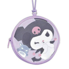 Japan Sanrio Mini Round Accessory Pouch - Kuromi : Peek
