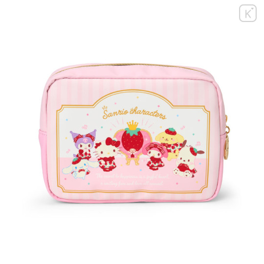 Japan Sanrio Original Square Cosmetic Pouch - Strawberry Newspaper 50th Anniversary - 2