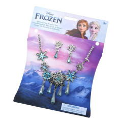 Japan Disney Store Kids Necklace & Clip-on Earrings - Frozen : Snowflake