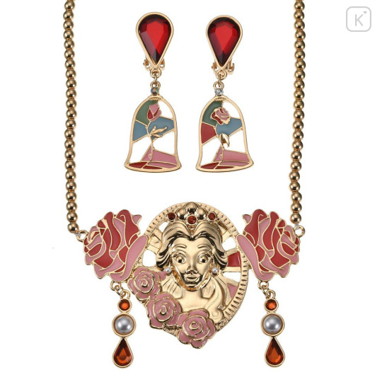 Japan Disney Store Kids Necklace & Clip-on Earrings - Beauty and the Beast : Face - 2