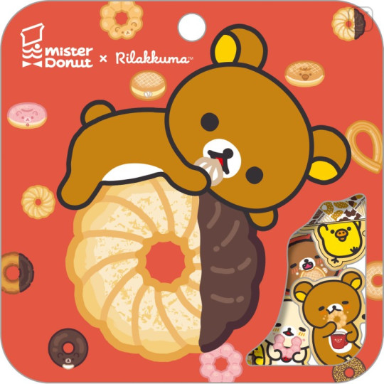 Japan San-X Drop Seal Bits - Rilakkuma : Mister Donut Red - 1