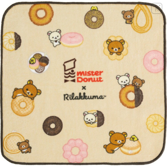Japan San-X Mini Towel Handkerchief - Rilakkuma : Mister Donut Friends - 1