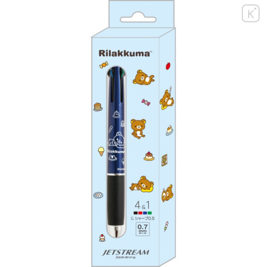 Japan San-X Jetstream 4&1 Multi Ballpoint Pen + Mechanical Pencil - Rilakkuma : Relax Metallic Navy White - 2