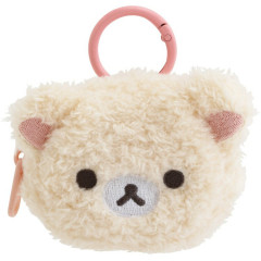 Japan San-X Mascot Mini Pouch with Carabiner - Korilakkuma : Fluffy Face