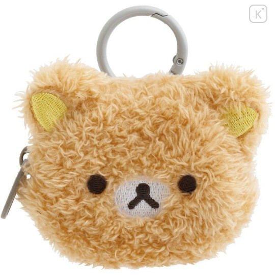 Japan San-X Mascot Mini Pouch with Carabiner - Rilakkuma : Fluffy Face - 1