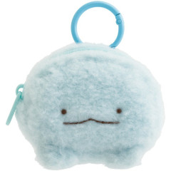 Japan San-X Mascot Mini Pouch with Carabiner - Sumikko Gurashi : Tokage Fluffy Face