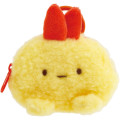 Japan San-X Mascot Mini Pouch with Carabiner - Sumikko Gurashi : Ebifurai no Shippo Fried Shrimp Tail Fluffy Face - 1