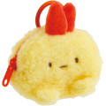 Japan San-X Mascot Mini Pouch with Carabiner - Sumikko Gurashi : Ebifurai no Shippo Fried Shrimp Tail Fluffy Face - 2