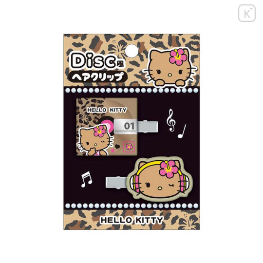Japan Sanrio Acrylic Hair Clip - Hello Kitty : Disc Style Y2K Tan Leopard - 1