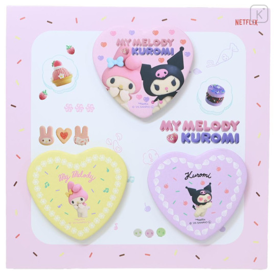 Japan Sanrio Secret Can Badge - Kuromi & My Melody : Netflix Heart-Shaped Blind Box - 1