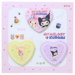 Japan Sanrio Secret Can Badge - Kuromi & My Melody : Netflix Heart-Shaped Blind Box