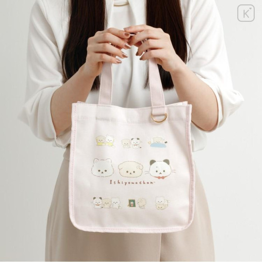 Japan San-X Mini Tote Bag - Ishiyowa-chan : Introducing Kouhai-chan Pink - 5