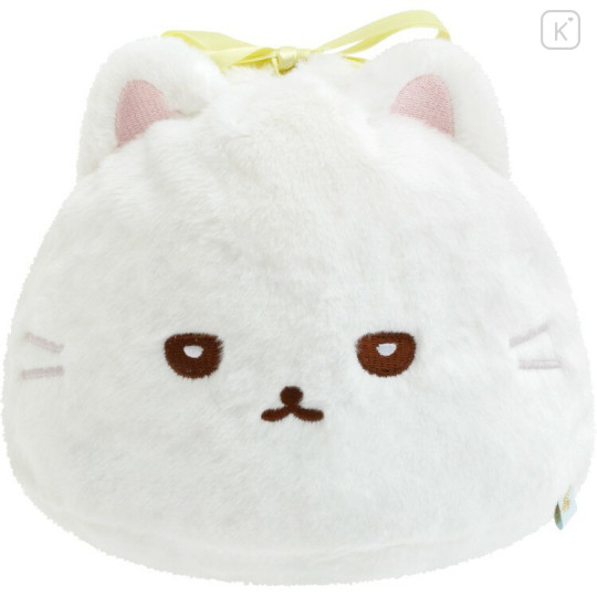Japan San-X Plush Drawstring Bag - Ishiyowa-chan : Introducing Kouhai-chan White Cat - 1