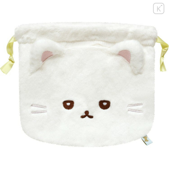 Japan San-X Plush Drawstring Bag - Ishiyowa-chan : Introducing Kouhai-chan White Cat - 2
