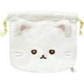 Japan San-X Plush Drawstring Bag - Ishiyowa-chan : Introducing Kouhai-chan White Cat - 2