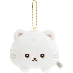 Japan San-X Hanging Plush - Ishiyowachan : Introducing Kouhai-chan White Cat Face