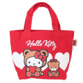Japan Sanrio Mini Tote Bag - Hello Kitty & Tiny Chum : Bear Red - 1