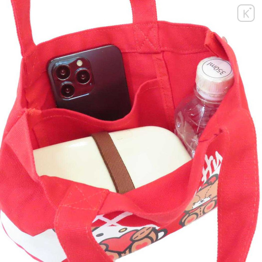 Japan Sanrio Mini Tote Bag - Hello Kitty & Tiny Chum : Bear Red - 3