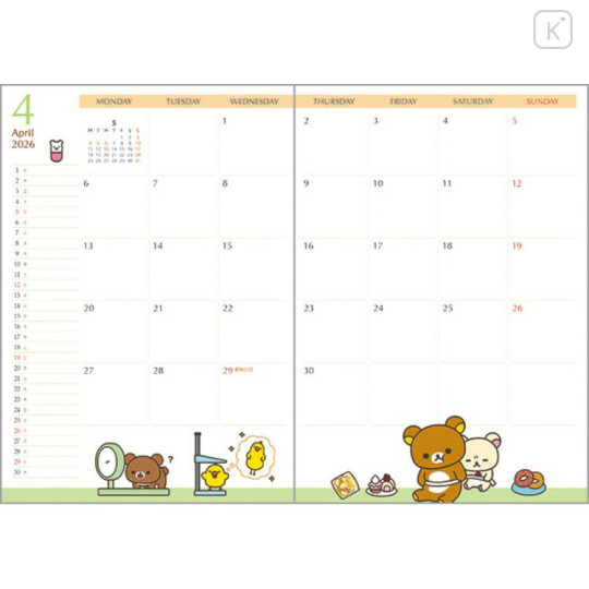 Japan San-X B6 Monthly Schedule Book - Rilakkuma : Always Together 2026 - 3