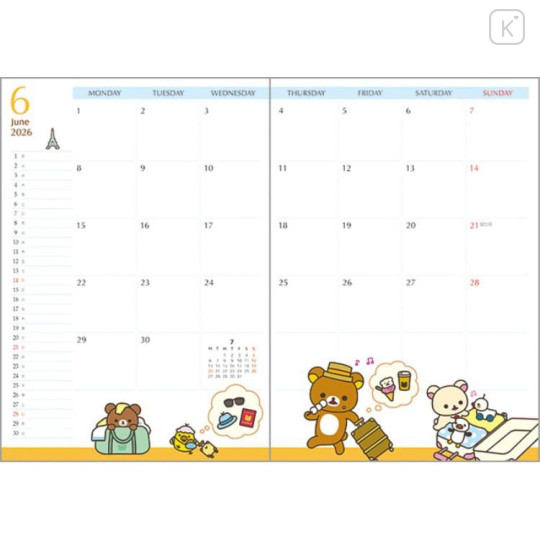 Japan San-X B6 Monthly Schedule Book - Rilakkuma : Always Together 2026 - 5