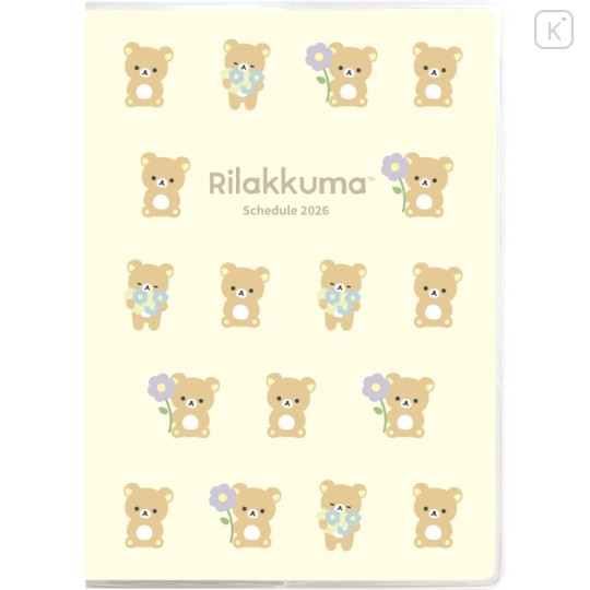Japan San-X A5 Monthly Schedule Book - Rilakkuma : Basic Rilakkuma Flower Light Yellow 2026 - 1