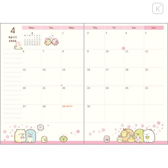 Japan San-X A6 Planner Monthly Schedule Book - Sumikko Gurashi : Crane Game 2026 - 5