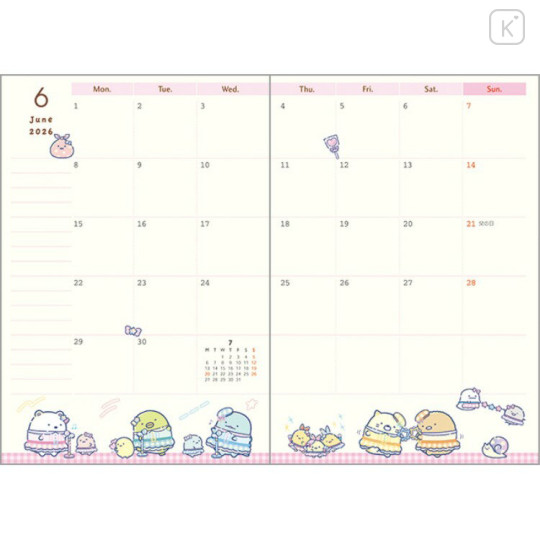 Japan San-X A6 Planner Monthly Schedule Book - Sumikko Gurashi : Amusement Park 2026 - 3