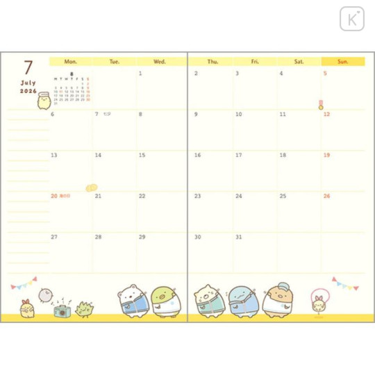 Japan San-X A6 Planner Monthly Schedule Book - Sumikko Gurashi : Amusement Park 2026 - 4